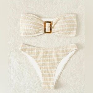 Striped Cream Bikini Set